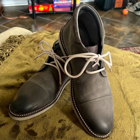 Gray Leather Chukka Boots - Collection by Clarks - Picture 1 of 5